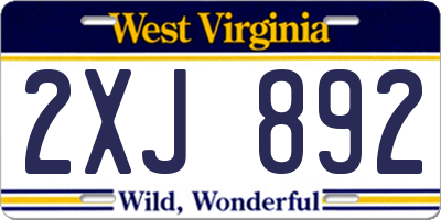 WV license plate 2XJ892
