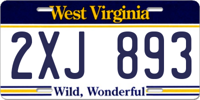 WV license plate 2XJ893