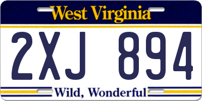 WV license plate 2XJ894