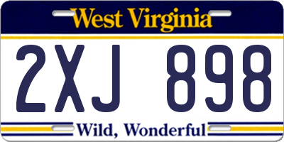 WV license plate 2XJ898
