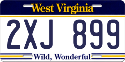 WV license plate 2XJ899