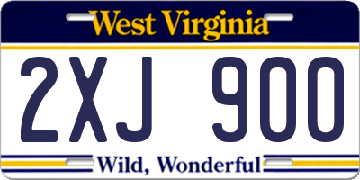 WV license plate 2XJ900