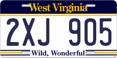 WV license plate 2XJ905
