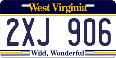 WV license plate 2XJ906
