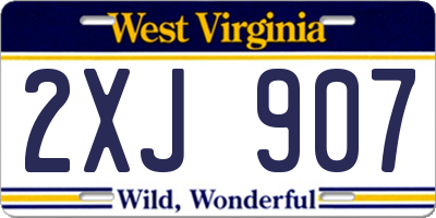 WV license plate 2XJ907