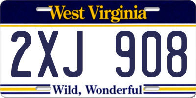 WV license plate 2XJ908
