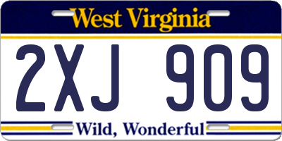 WV license plate 2XJ909