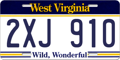 WV license plate 2XJ910