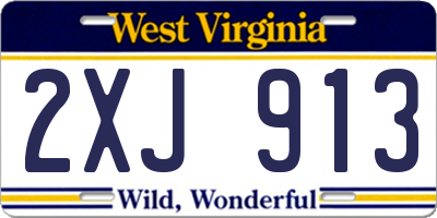 WV license plate 2XJ913