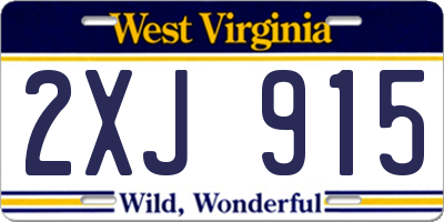WV license plate 2XJ915