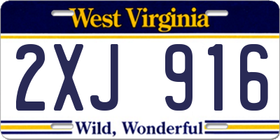 WV license plate 2XJ916