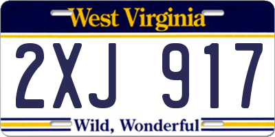 WV license plate 2XJ917