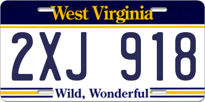 WV license plate 2XJ918
