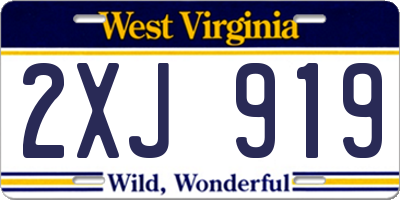 WV license plate 2XJ919