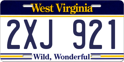WV license plate 2XJ921