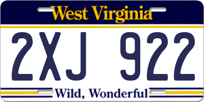 WV license plate 2XJ922