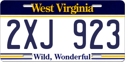 WV license plate 2XJ923