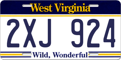 WV license plate 2XJ924