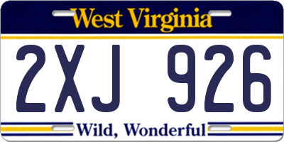 WV license plate 2XJ926
