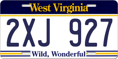 WV license plate 2XJ927