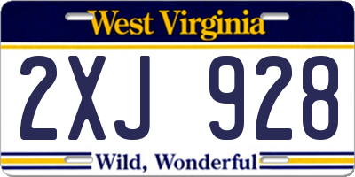 WV license plate 2XJ928