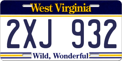 WV license plate 2XJ932