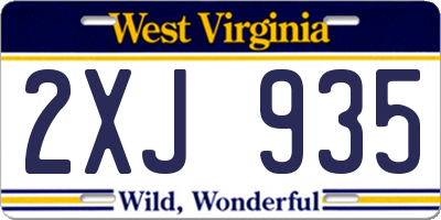 WV license plate 2XJ935