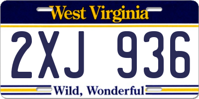 WV license plate 2XJ936