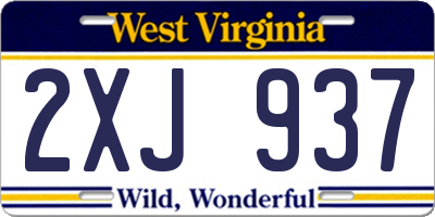 WV license plate 2XJ937
