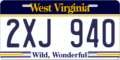WV license plate 2XJ940