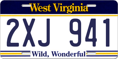 WV license plate 2XJ941