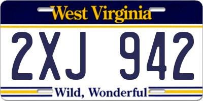 WV license plate 2XJ942