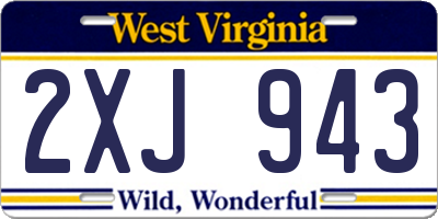 WV license plate 2XJ943