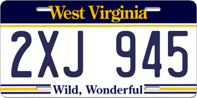 WV license plate 2XJ945