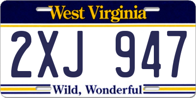 WV license plate 2XJ947