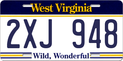 WV license plate 2XJ948