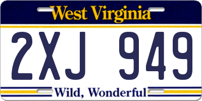WV license plate 2XJ949