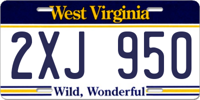 WV license plate 2XJ950