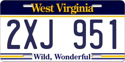 WV license plate 2XJ951