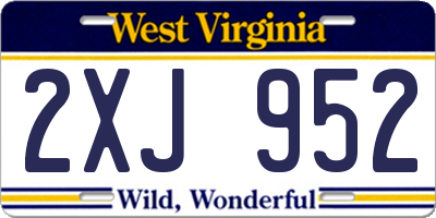 WV license plate 2XJ952