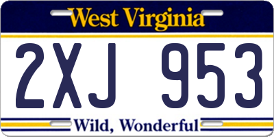 WV license plate 2XJ953
