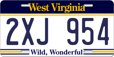 WV license plate 2XJ954