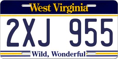 WV license plate 2XJ955