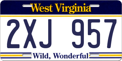 WV license plate 2XJ957
