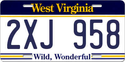 WV license plate 2XJ958