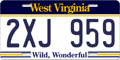 WV license plate 2XJ959