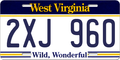 WV license plate 2XJ960