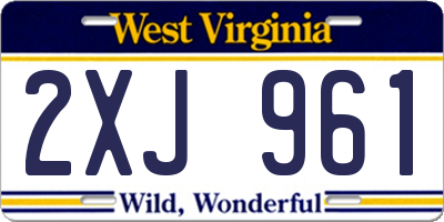 WV license plate 2XJ961