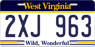 WV license plate 2XJ963