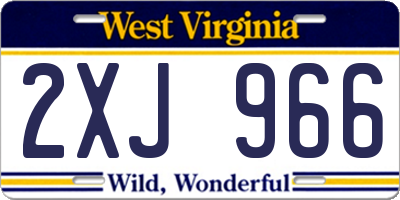 WV license plate 2XJ966